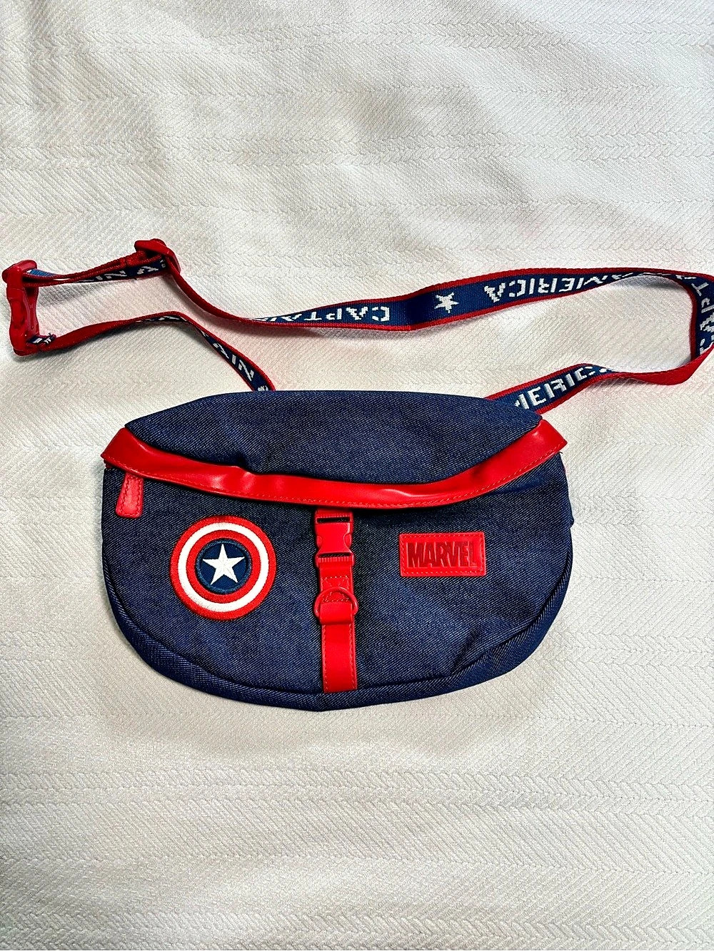 Marvel Captain America Denim Hip Bag in Blue & Red